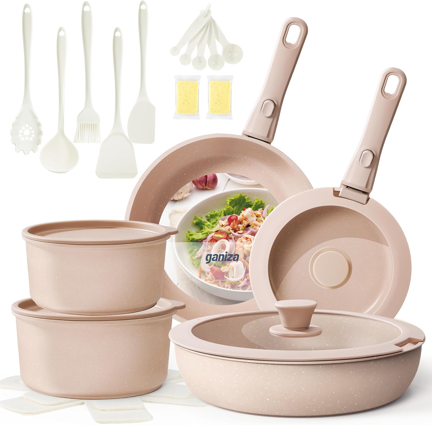 Ganiza Nonstick Cookware Set: 27pcs Pots and Pans for Every Kitchen