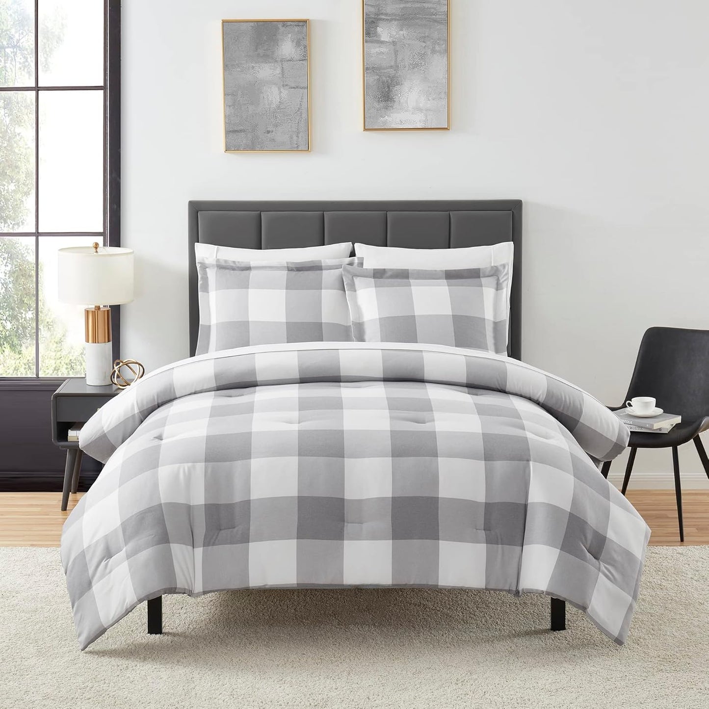7 Piece Comforter Set Bag Solid Color All Season Soft Blanket