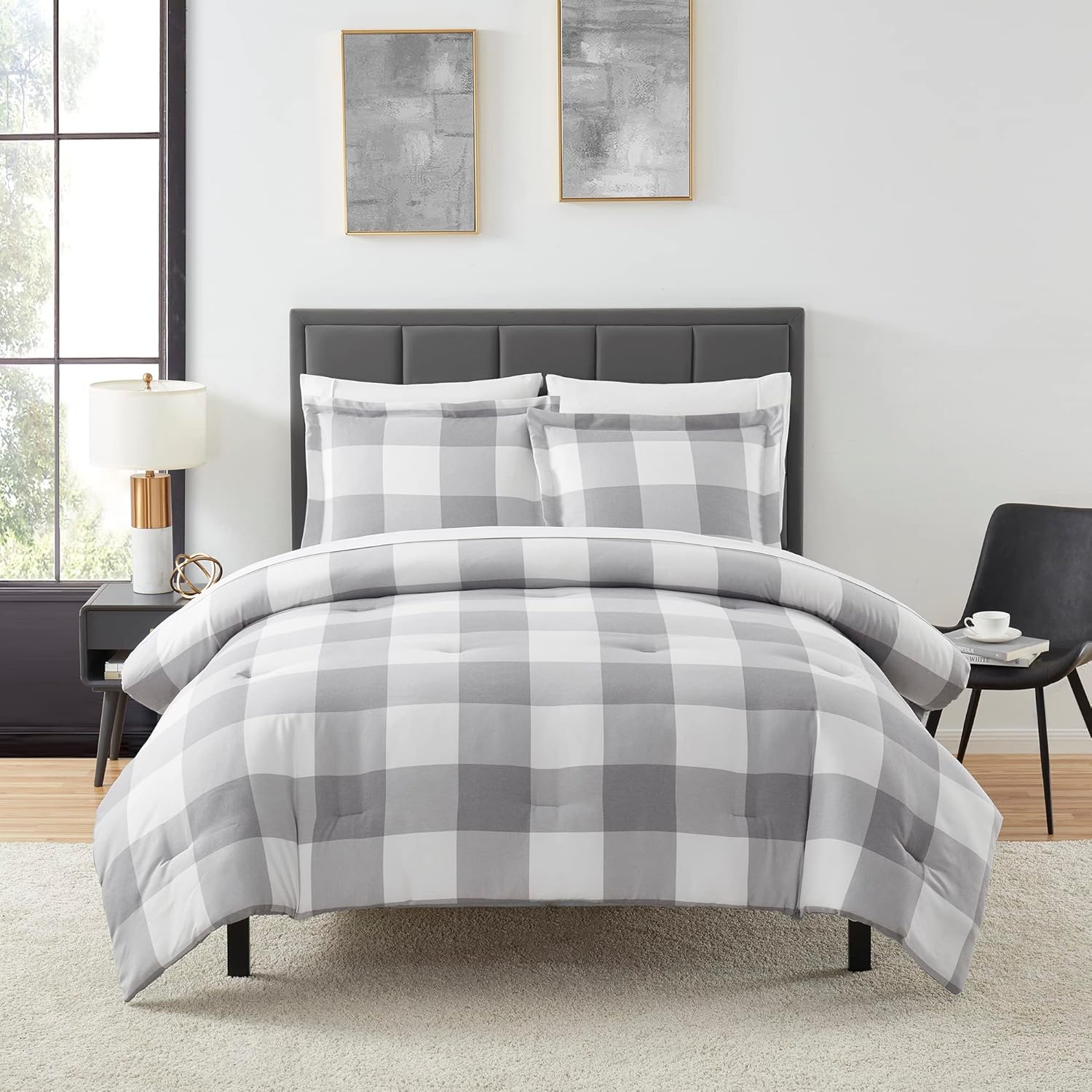 7 Piece Comforter Set Bag Solid Color All Season Soft Blanket