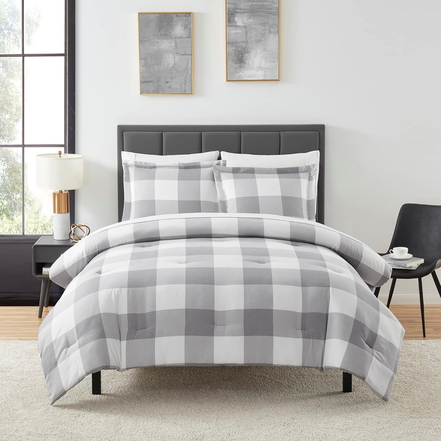 7 Piece Comforter Set Bag Solid Color All Season Soft Blanket