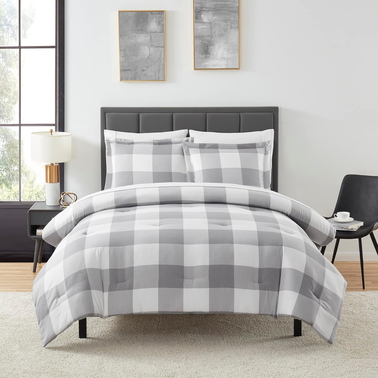 7 Piece Comforter Set Bag Solid Color All Season Soft Blanket