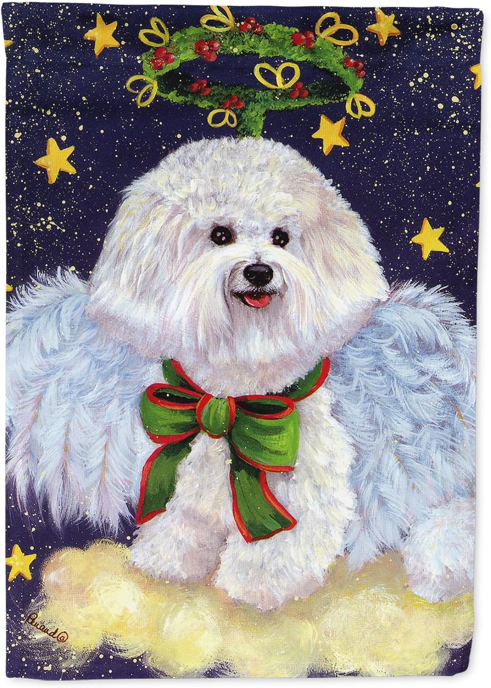 Bichon Frise Christmas Angel House Flag for Outdoor Decor