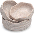 Rattan Round Fruit Baskets Set of 3 - Natural Woven Serving Bowls