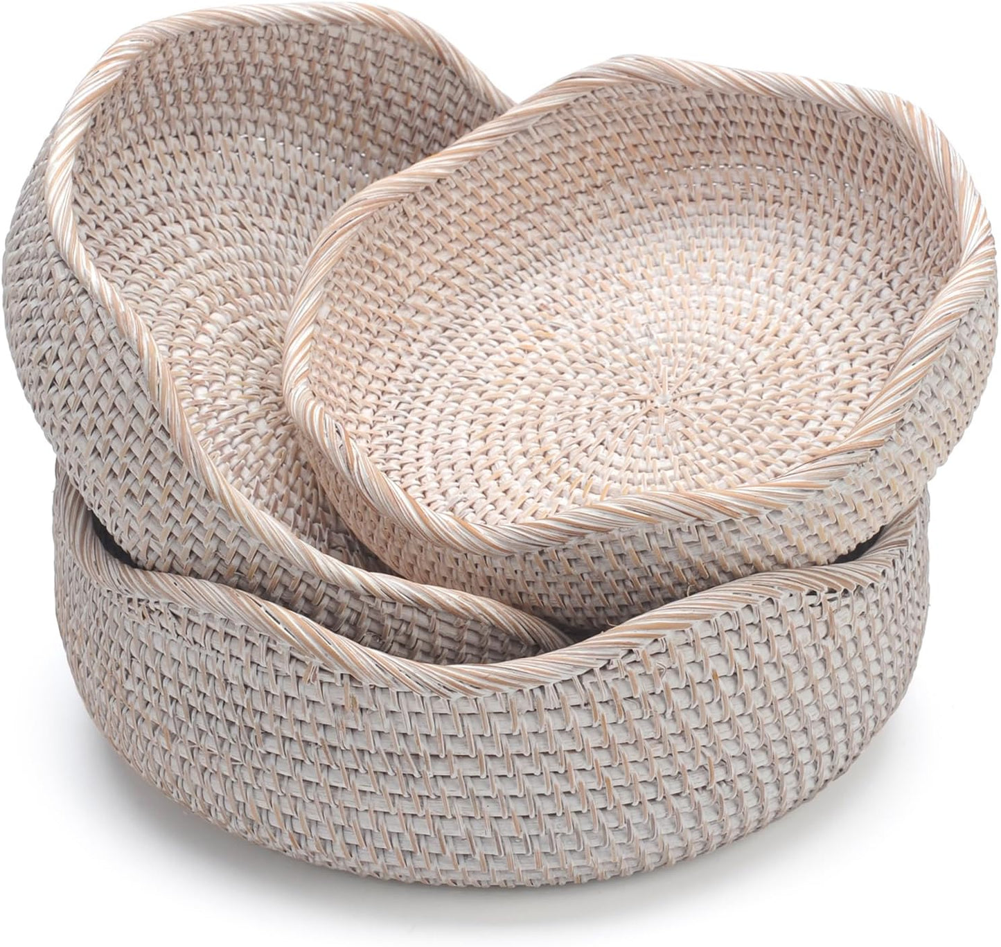 YANGQIHOME Rattan Round Fruit Baskets for Kitchen Organizing