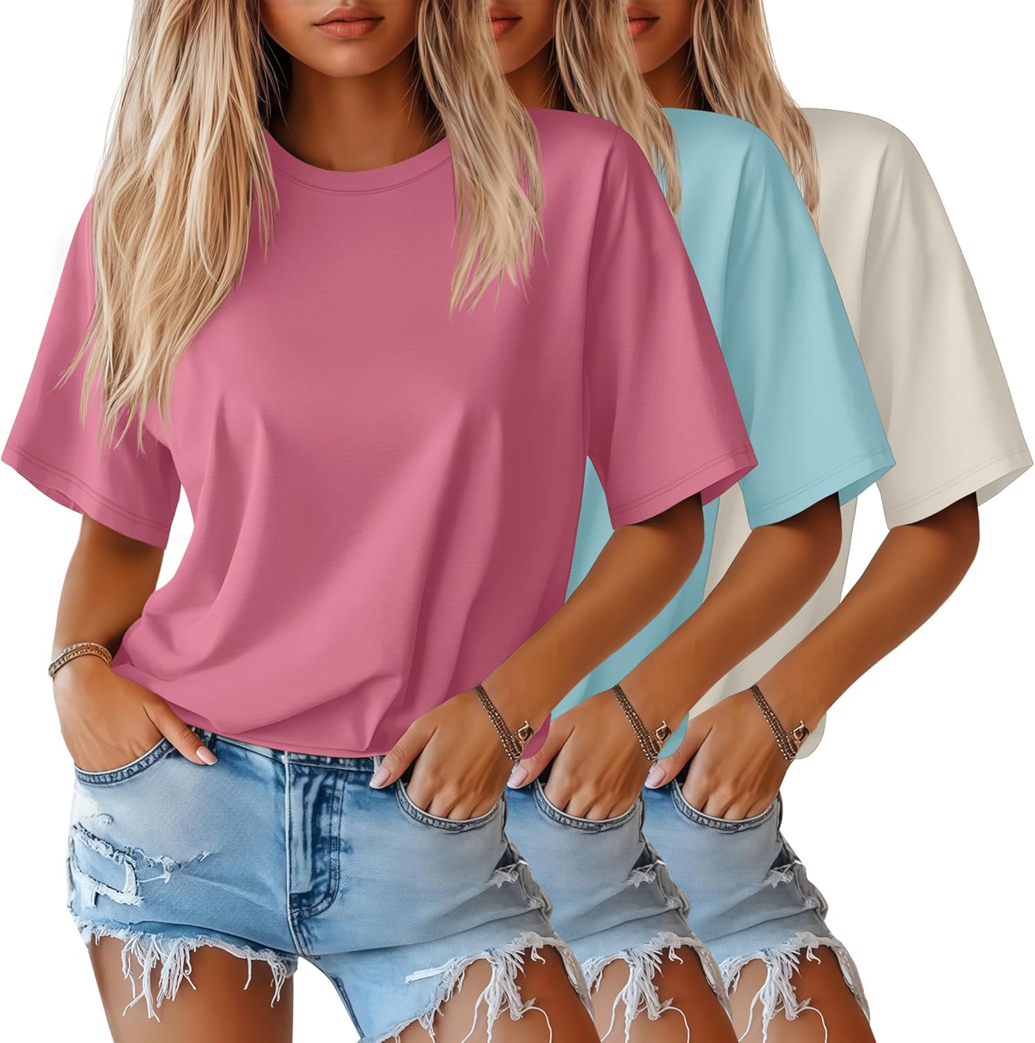 Huukeay Women's Half Sleeve T-Shirts for Casual Summer Style