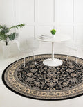 Unique Loom Sialk Hill Round Area Rug 4 ft - Classic Black/Gray