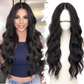 Natural Black Long Wavy Wig 26in - Pre-Cut HD Lace, Glueless Fit