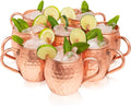 Moscow Mule Copper Mugs Set of 8 (16oz) - Handcrafted Hammered Cups