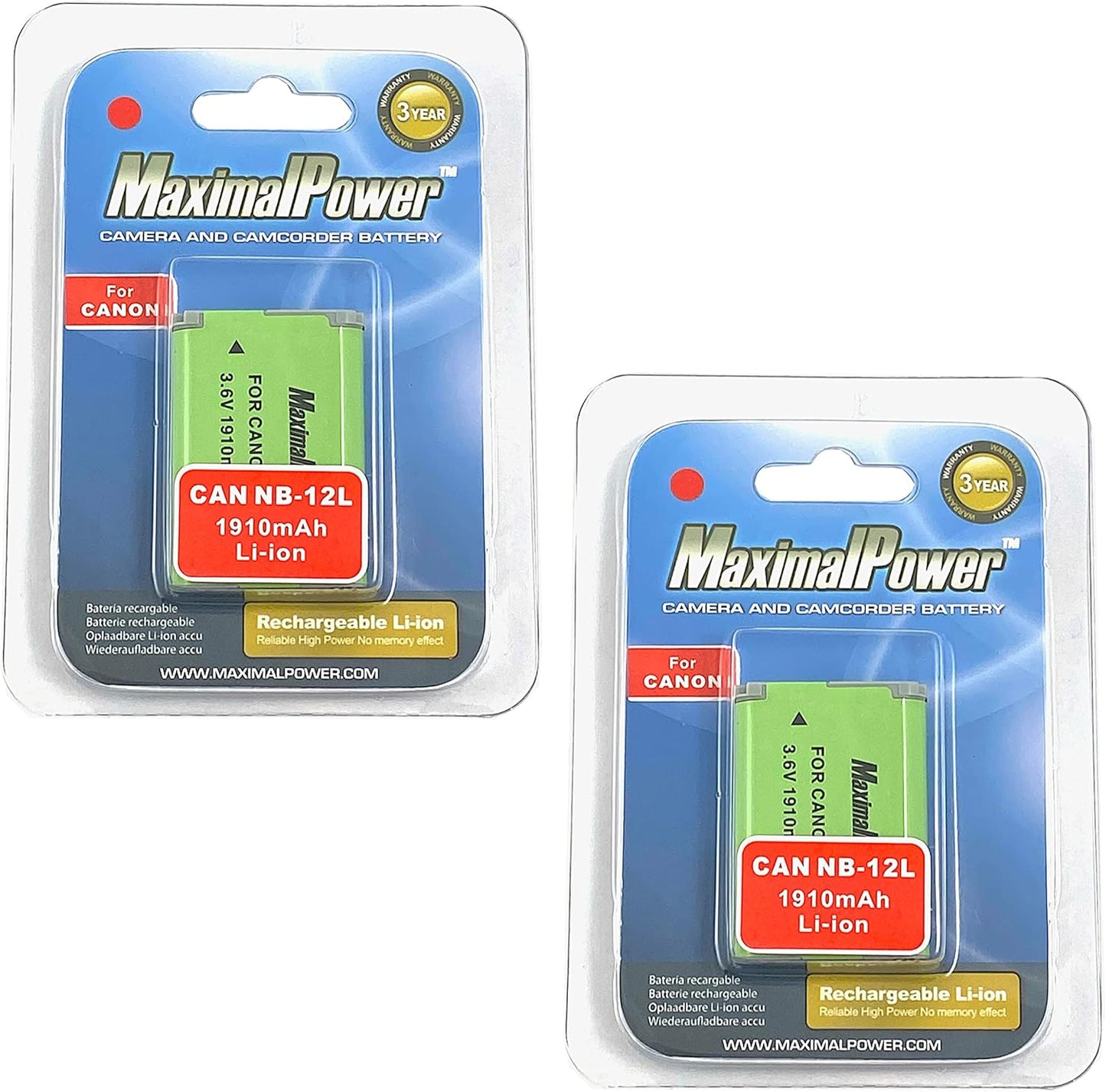 MaximalPower Replacement Li-ion Battery for CANON NB-12L Cameras