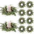 8 PCS Christmas Wreath Candle Rings for Festive Decor