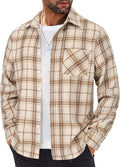 Mens Flannel Plaid Shirt for Men - Lightweight Long Sleeve Casual