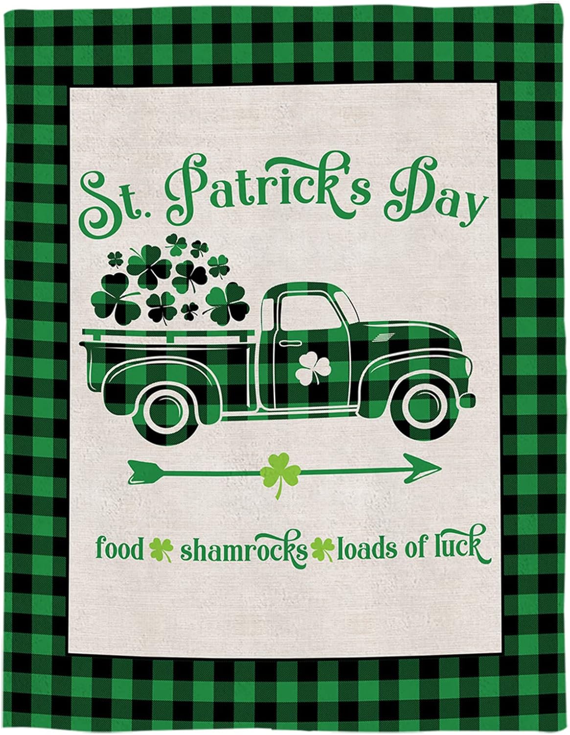 St. Patrick's Day Throw Blanket - Farm Buffalo Plaid Design