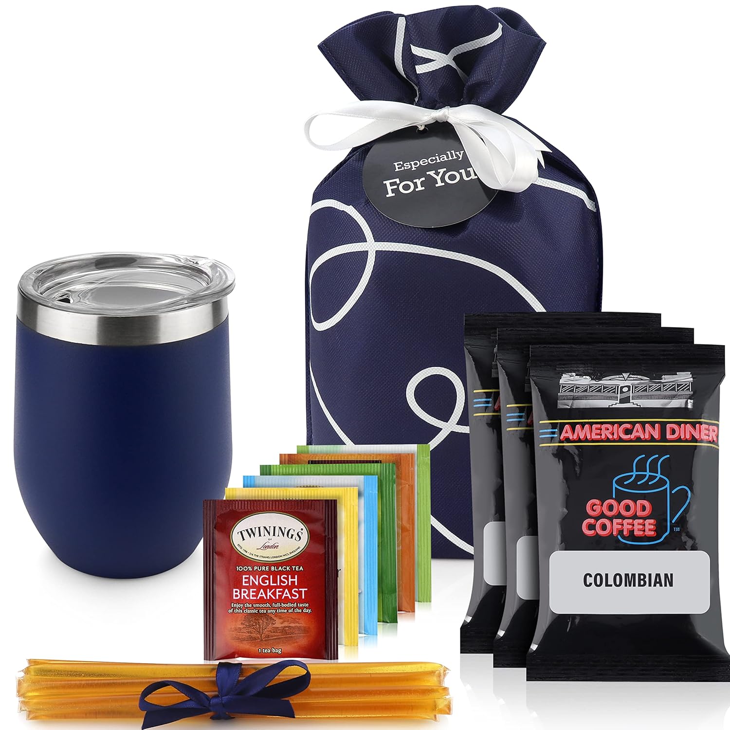 Tea and Coffee Lovers Gift Set with Insulated Cup and Samplers
