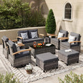 10 Pieces Outdoor Patio Furniture Set with 4 Swivel Rocker Chairs