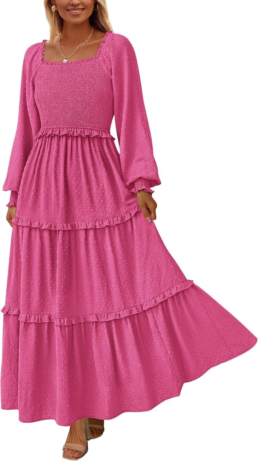 PRETTYGARDEN Fall Dresses for Women Long Sleeve Maxi Dress
