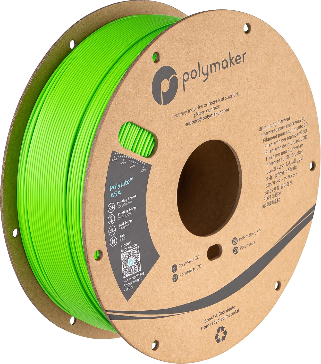 Polymaker ASA Filament 1.75mm Pop Green for Outdoor Printing