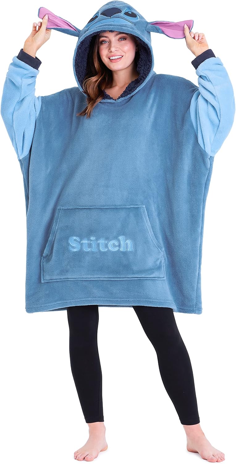 Cozy Disney Stitch Hoodie Poncho - Oversized Comfort