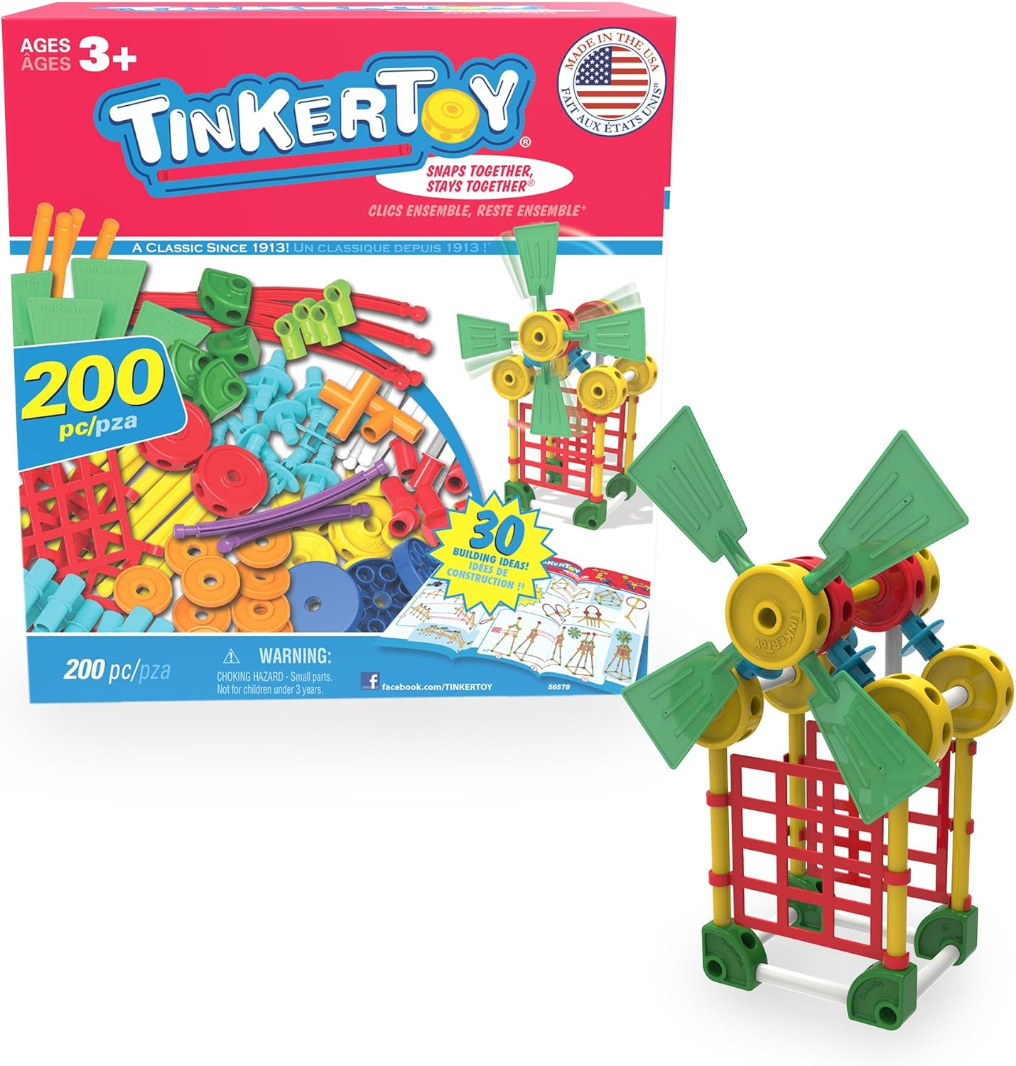 TINKERTOY 200-Piece Super Building Set - Educational Fun for Kids 3+