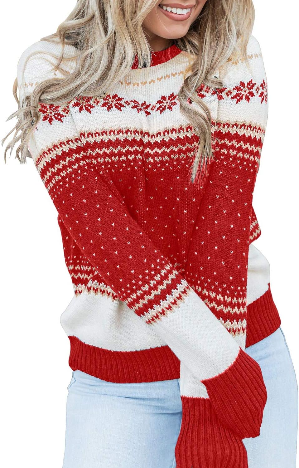Ugly Christmas Tree Reindeer Holiday Knit Sweater for Women
