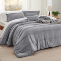 Bedsure King Comforter Set - Pinch Pleat Grey Boho Bedding