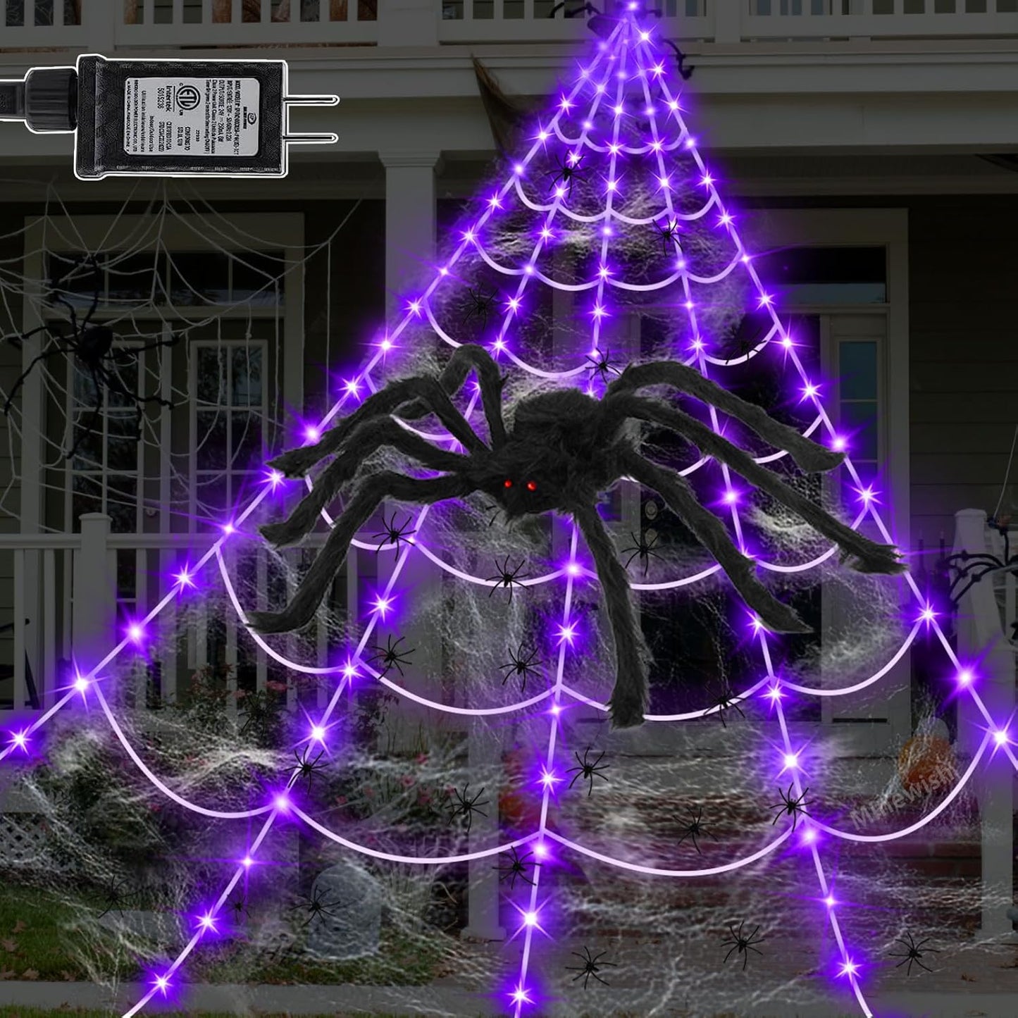 Giant Spider Web Lights Halloween Decorations for Outdoor Fun
