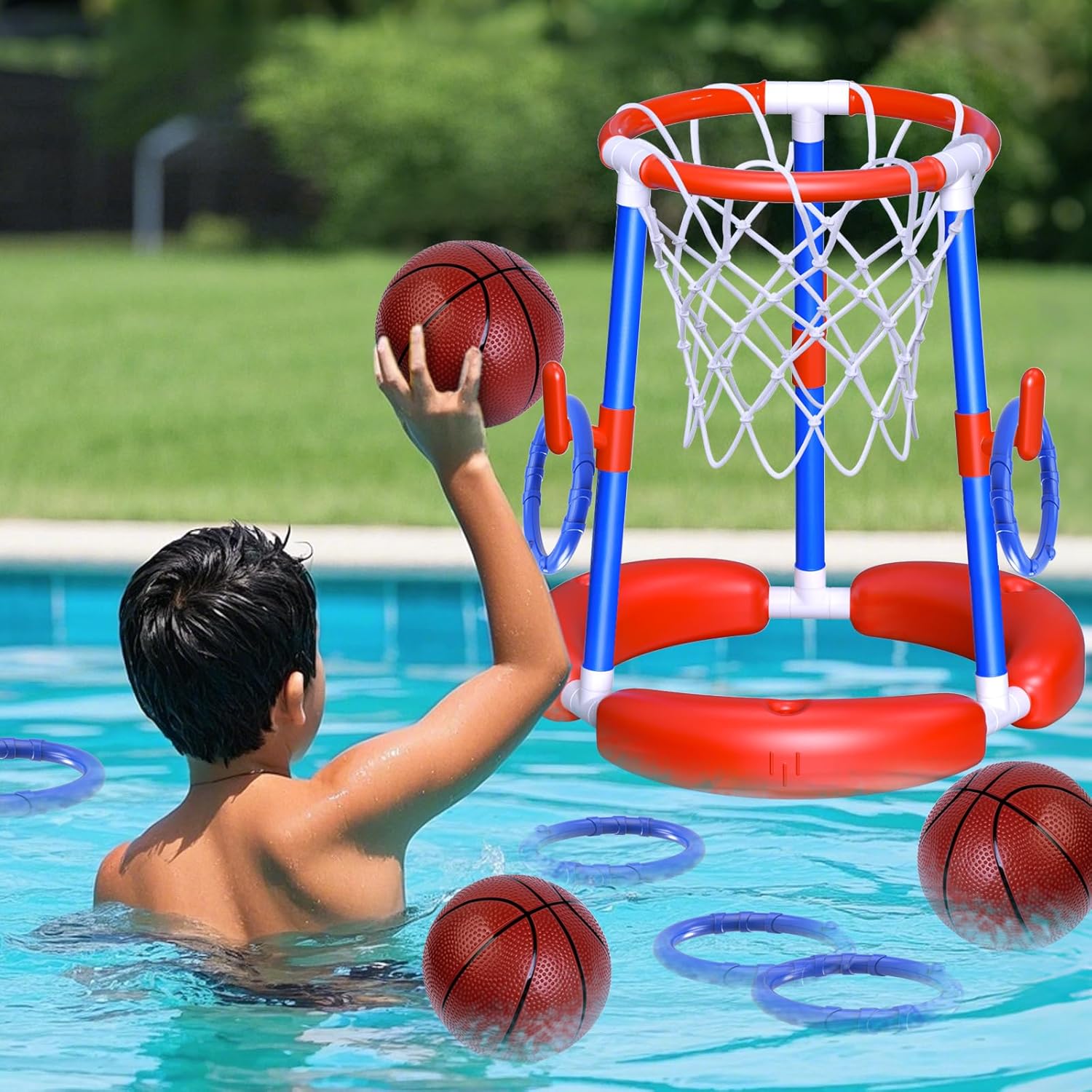 Floating Basketball Hoop Pool Game for Kids and Family Fun