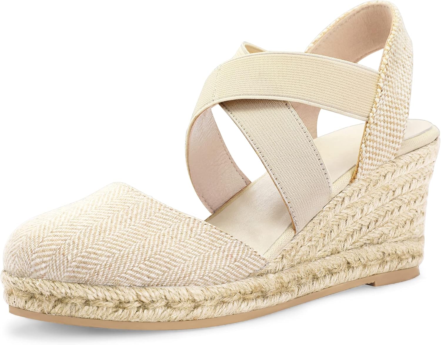 mysoft Women's Closed Toe Crisscross Elastic Ankle Strap Sandals