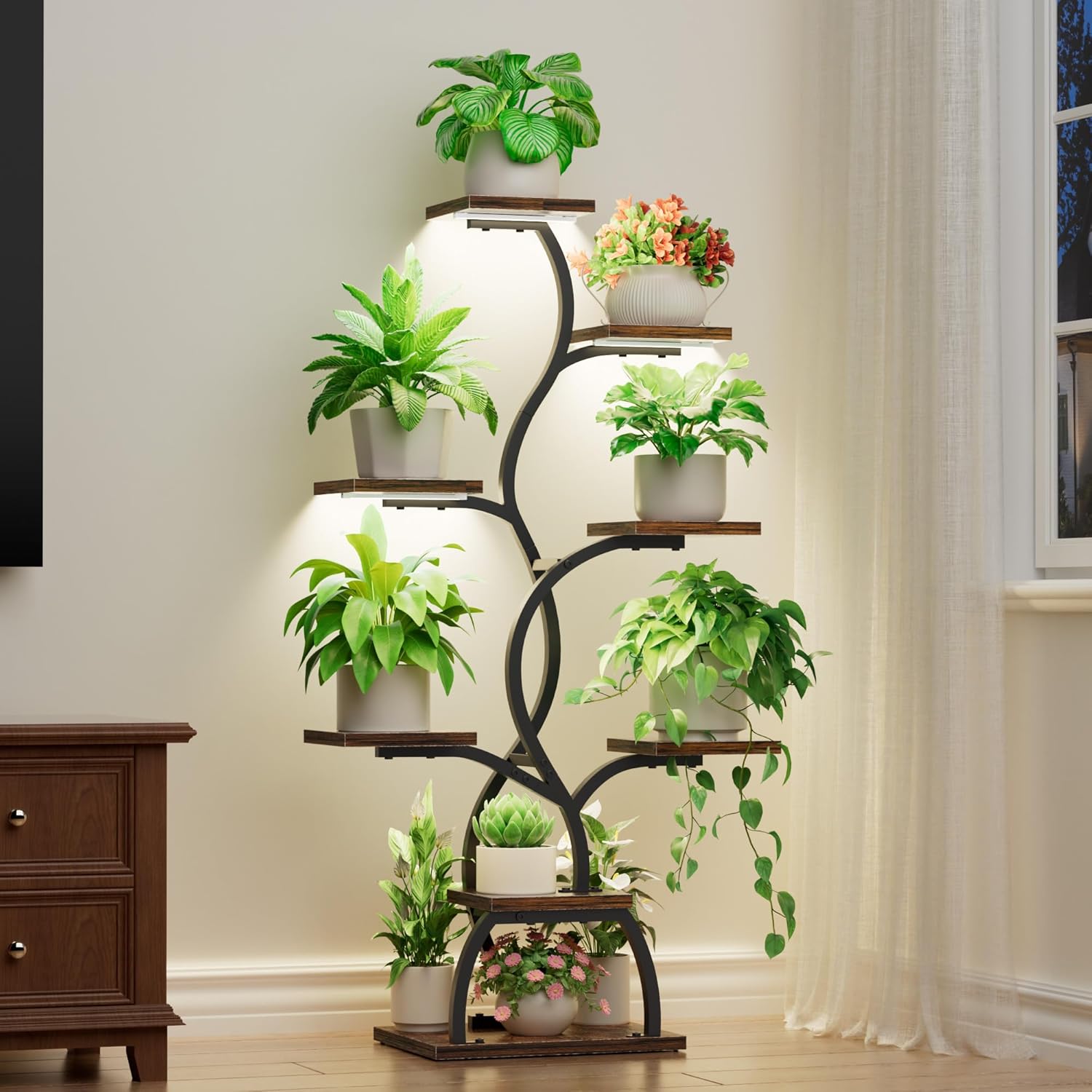 Indoor Plant Stand with Grow Light - 8 Tiered Shelf for Plants