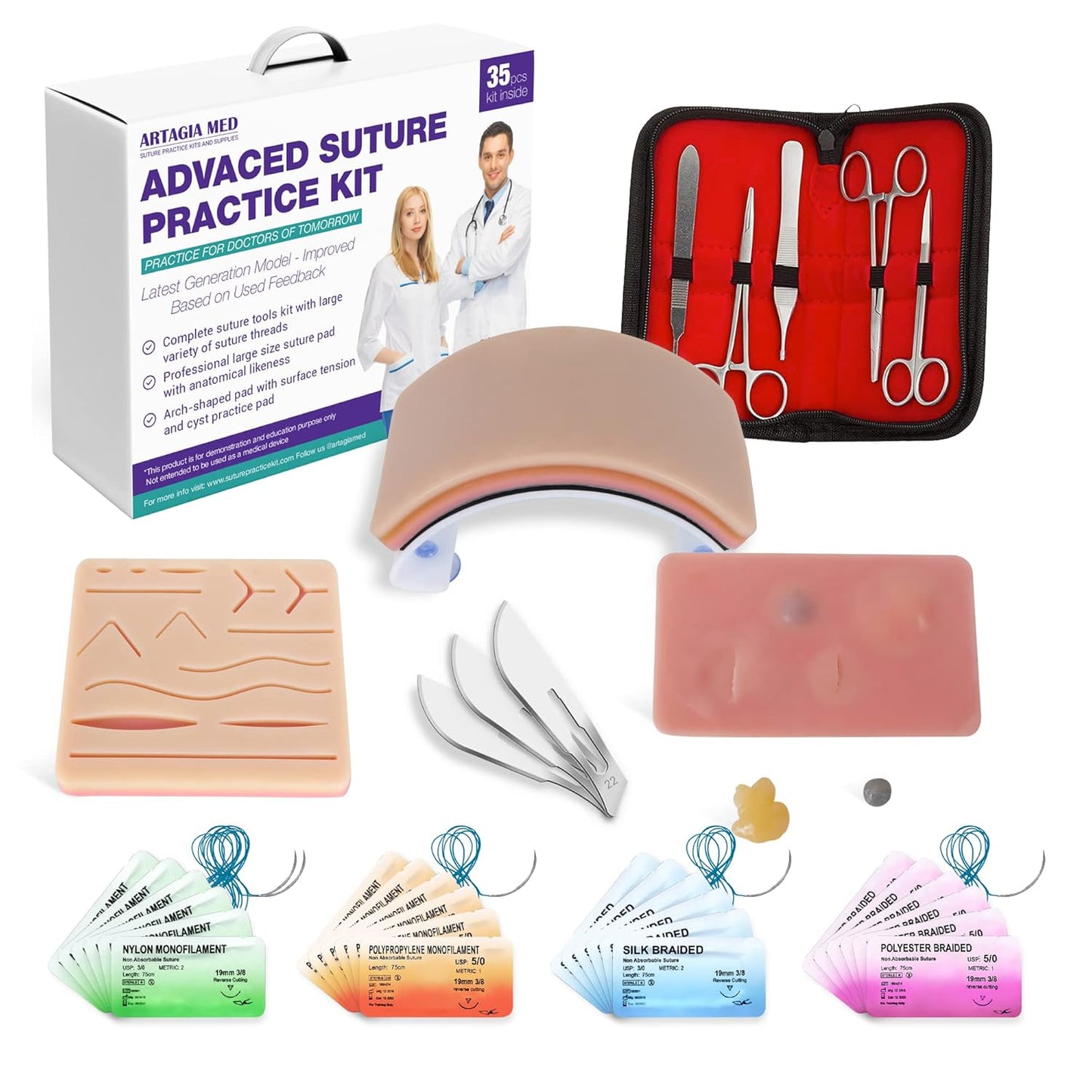 Advanced Practice Kit for Medical Students - 35 Pcs Suture Set