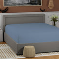 100% Cotton Bluish Gray King Size Fitted Sheet - Cool Percale Comfort