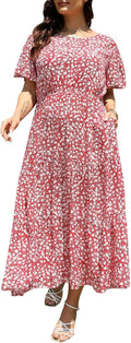 Plus Size Maxi Dresses for Curvy Women - Ditsy Floral Boho Layered