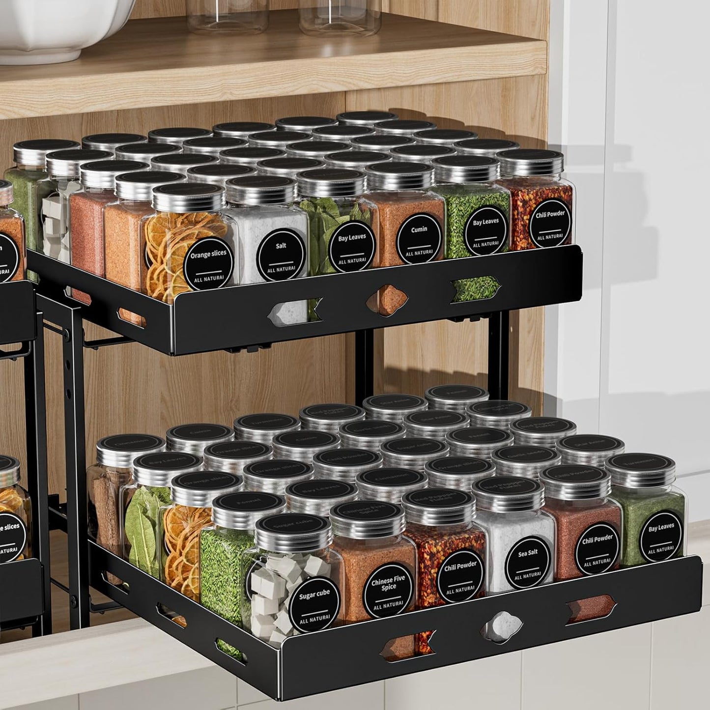 Height Adjustable 2-Tier Spice Rack Organizer for Cabinets