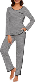 Womens Cotton Pajama Sets Stripe 2 Piece Lounge Set - Comfortable 95%