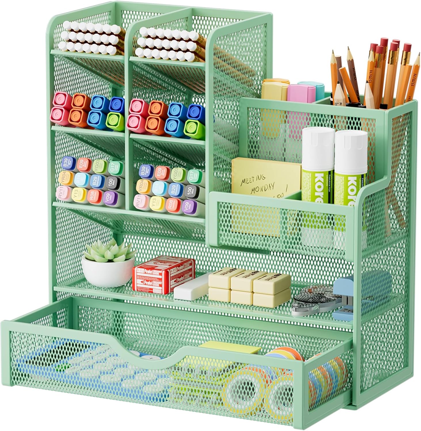 Marbrasse Mesh Pencil Holder with Drawer - Keep Your Desk Tidy!