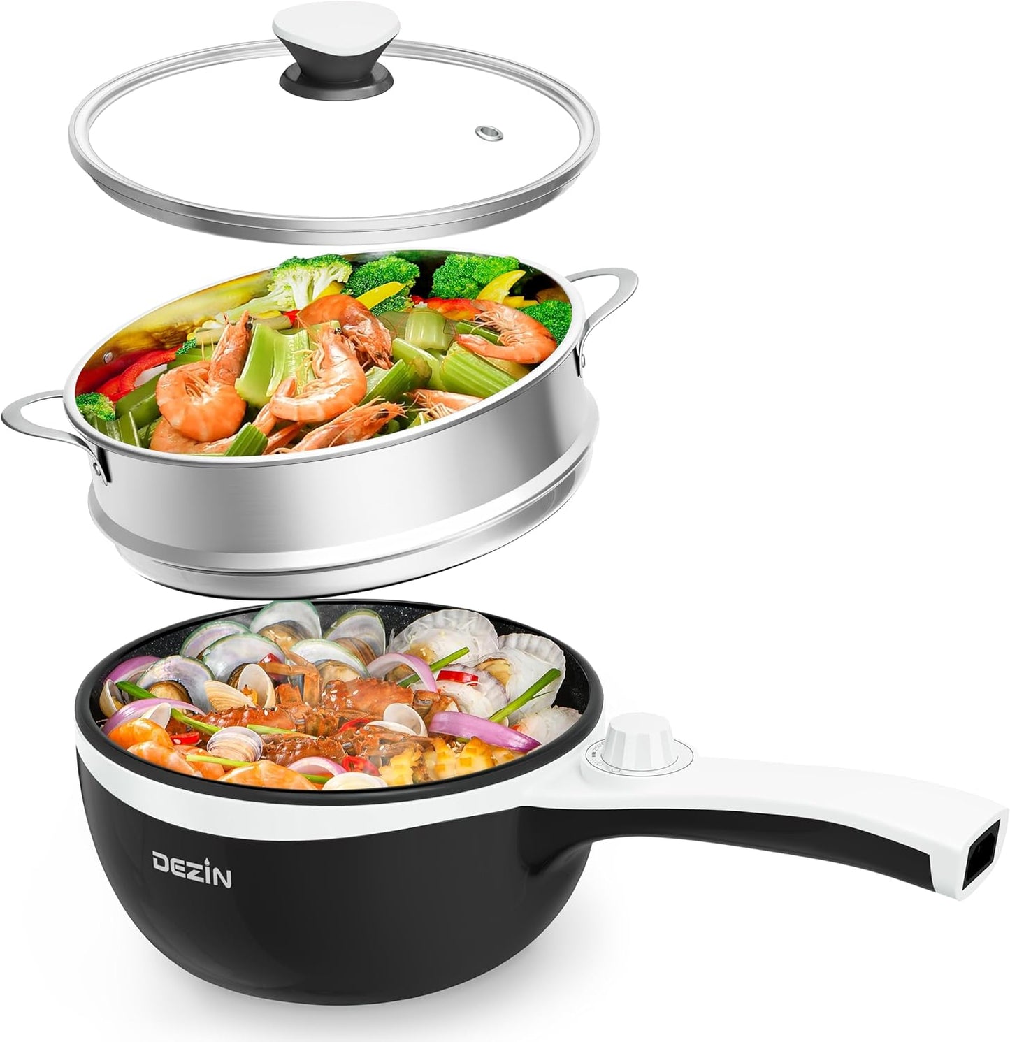 Dezin Hot Pot Electric with Steamer for Easy Cooking Anytime