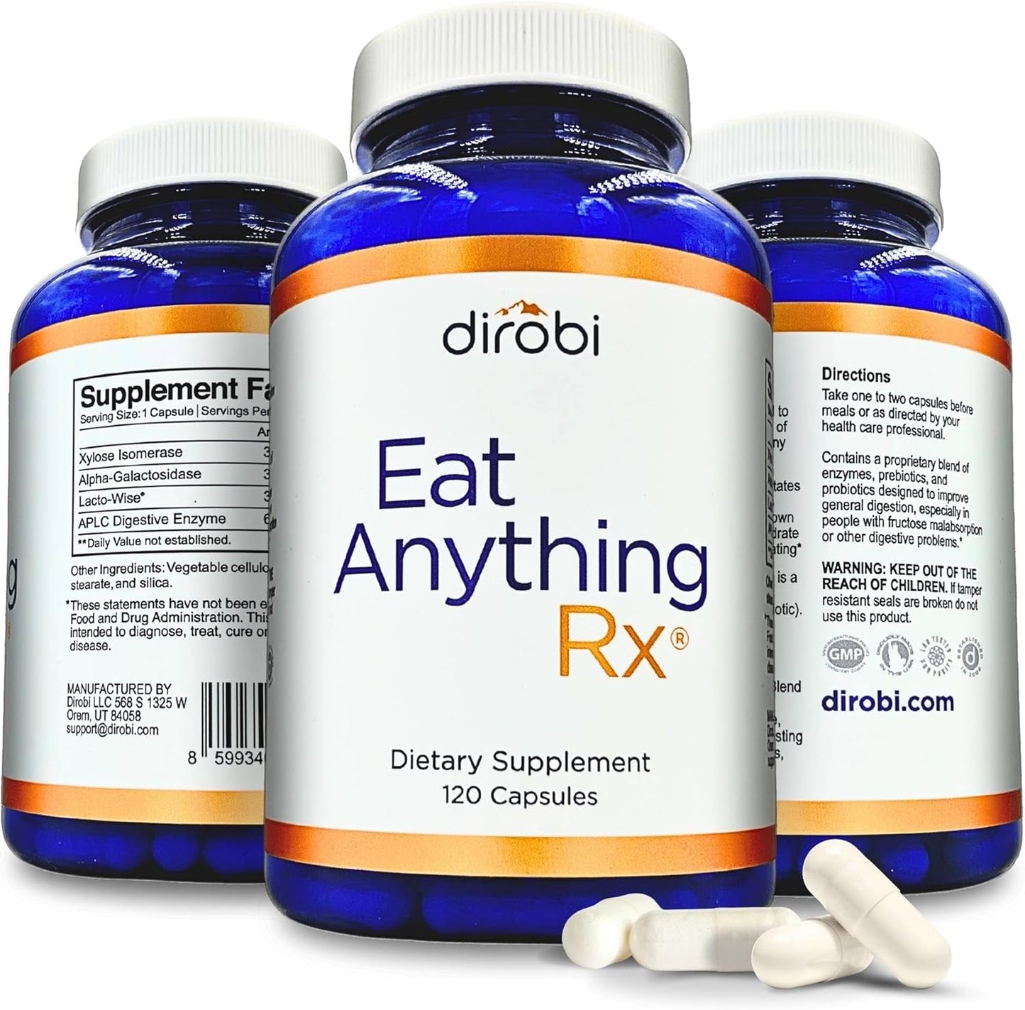 Dirobi Eat Anything Digestive Enzymes for Gas & Bloating Relief