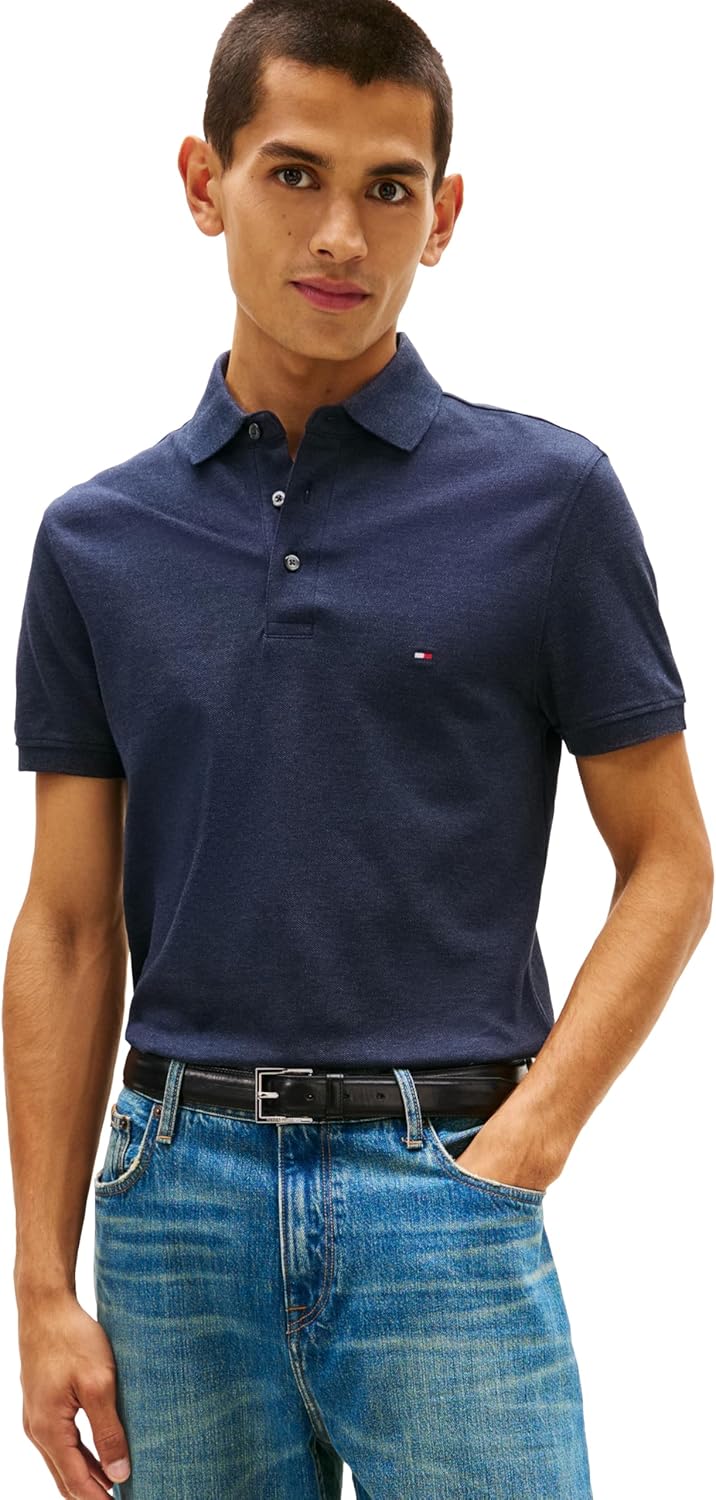 Tommy Hilfiger Men's Slim Fit Polo Shirts with Organic Cotton