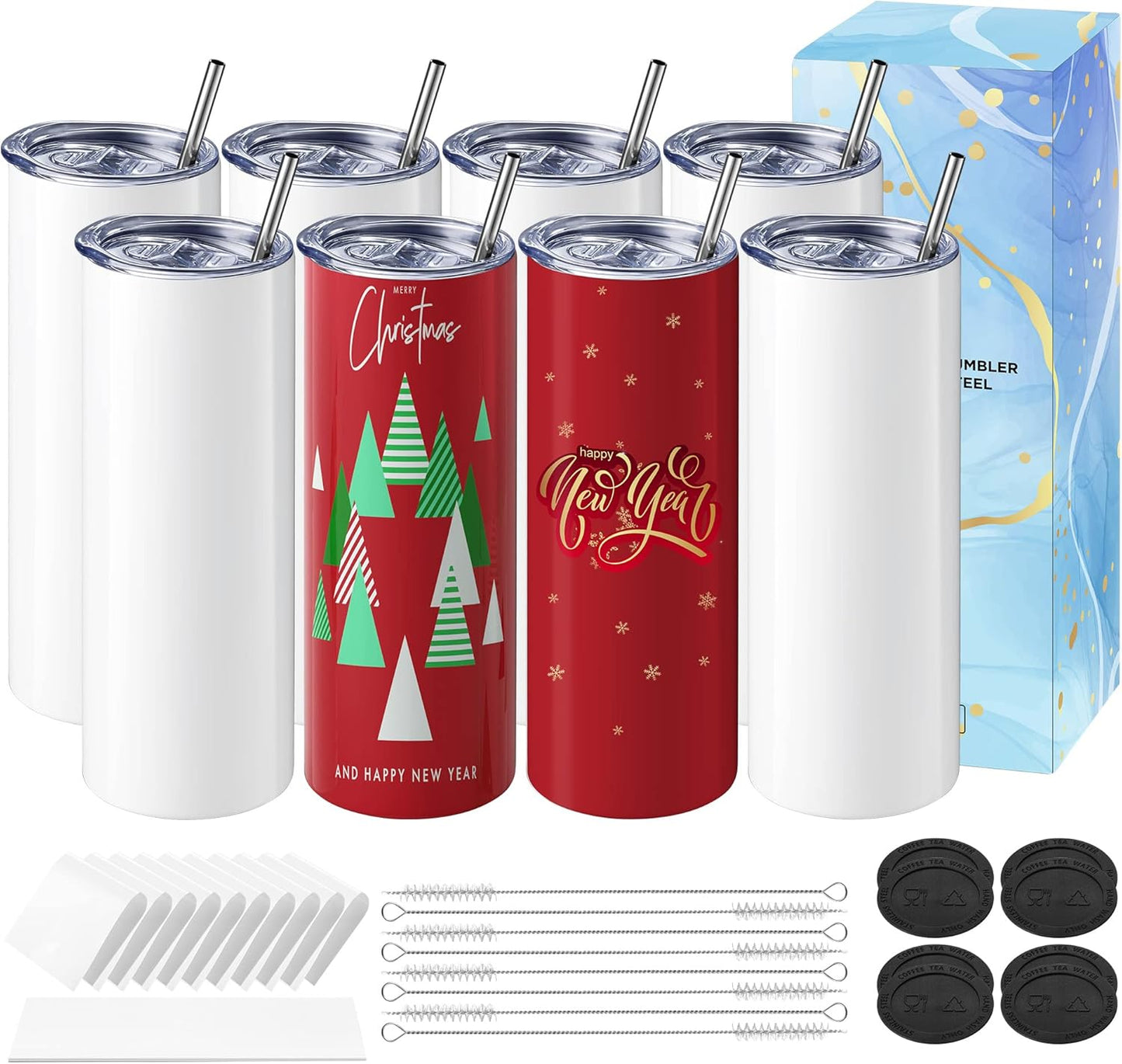 Hiipoo 20 oz Sublimation Tumblers Blank 8 Pack for Crafting