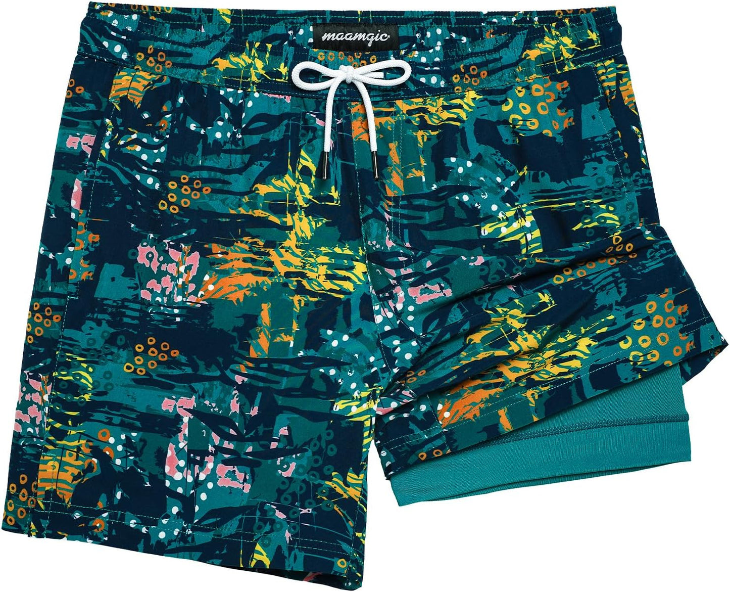 maamgic Mens 5 Inch Stretch Swimming Shorts for Beach Fun