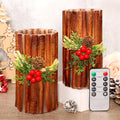Silverstro Cinnamon Bark Flameless Candles Set of 2 - Real Scented LED