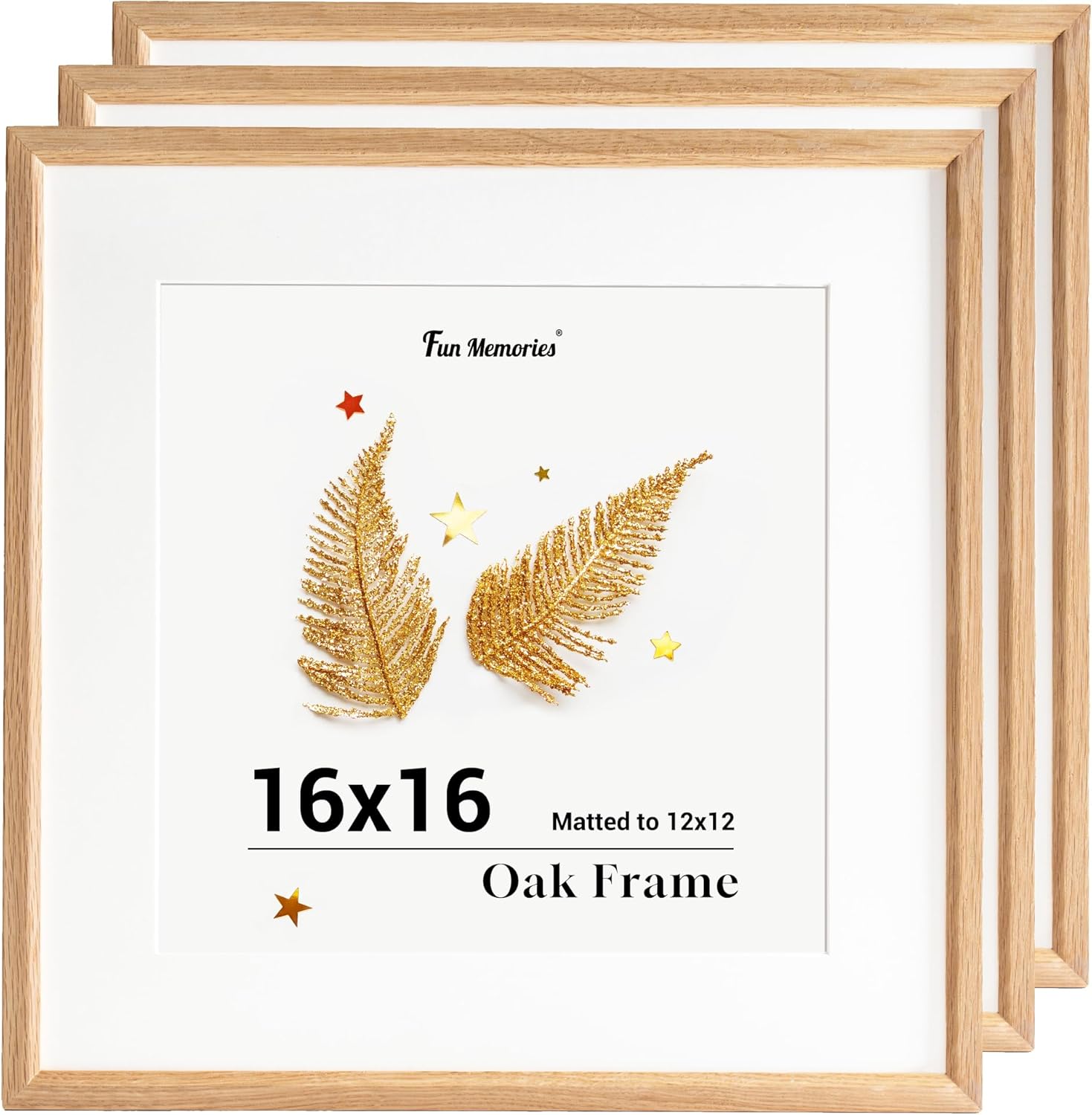 16x16 Picture Frame - Solid Oak Wood Frames for Wall Art