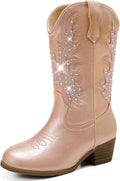 Sparkly Rhinestone Cowgirl Boots for Girls Mid Calf Pointed Toe