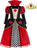 ReliBeauty Red Hearts Girls Costume Queen Dress with Crown