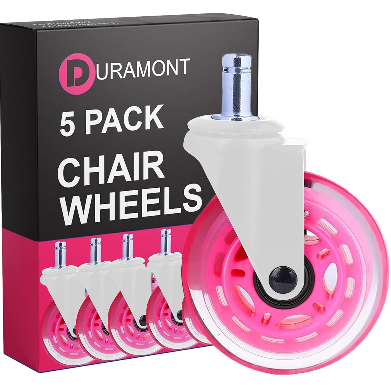Duramont Pink Rollerblade Chair Wheels - Smooth, Quiet & Floor-Safe