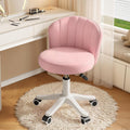 Small PU Leather Rolling Vanity Chair - Compact Low-Back Swivel
