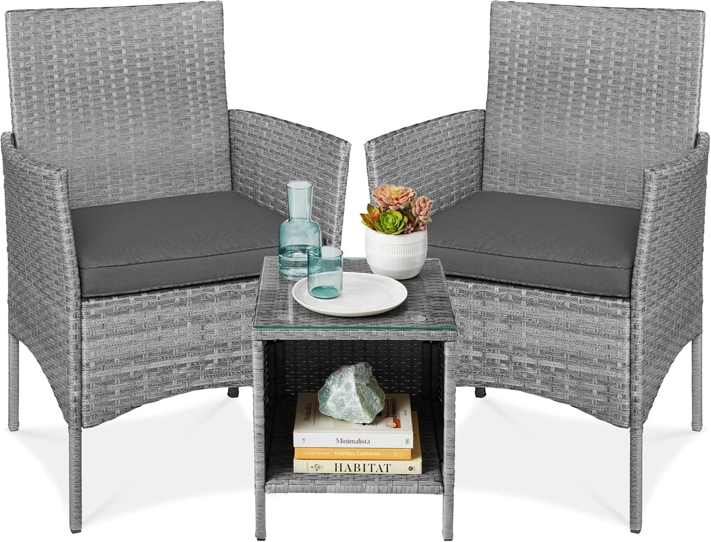 Best Choice Products 3-Piece Outdoor Wicker Bistro Set for Patio