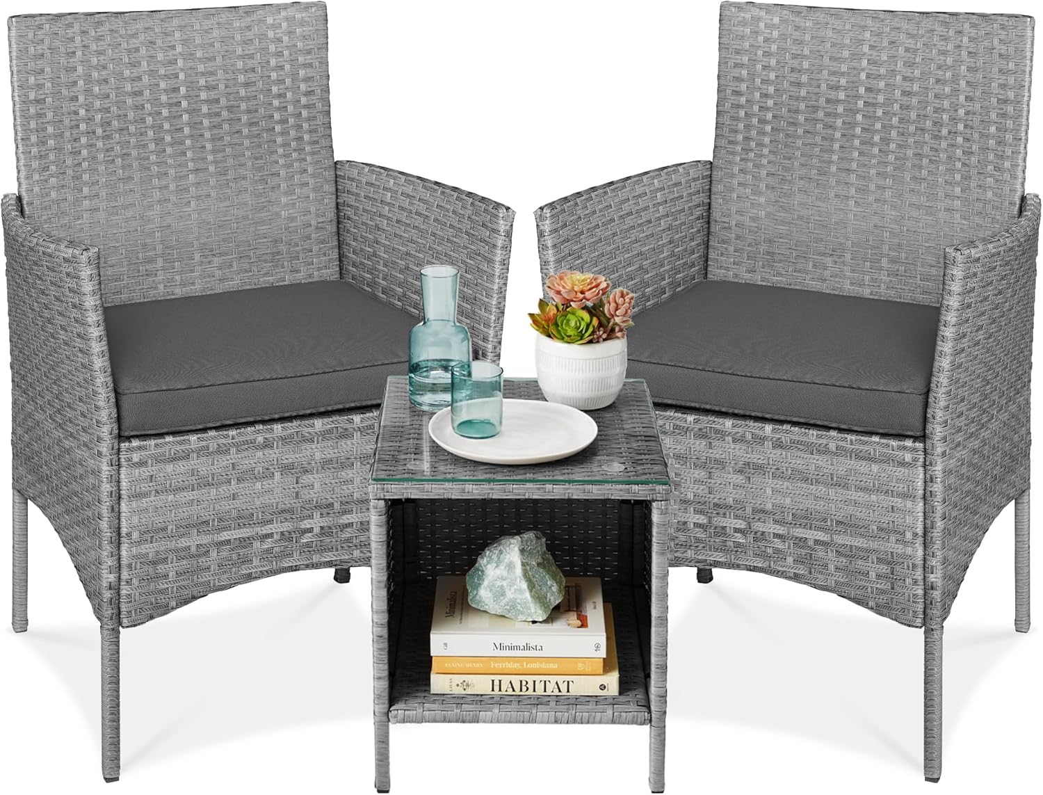 Best Choice Products 3-Piece Outdoor Wicker Bistro Set for Patio