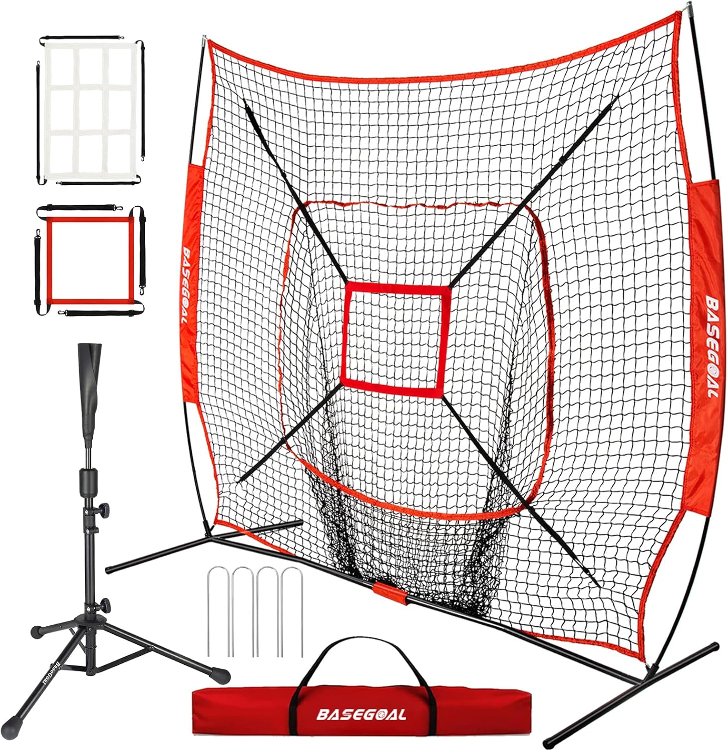 7ft 7in Baseball Softball Practice Net with Batting Tee for Training