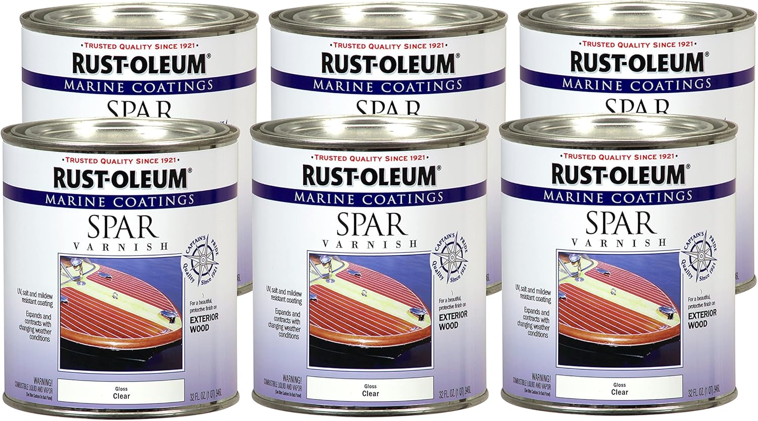 Marine Spar Varnish 6 Pack for Exterior Wood Surfaces