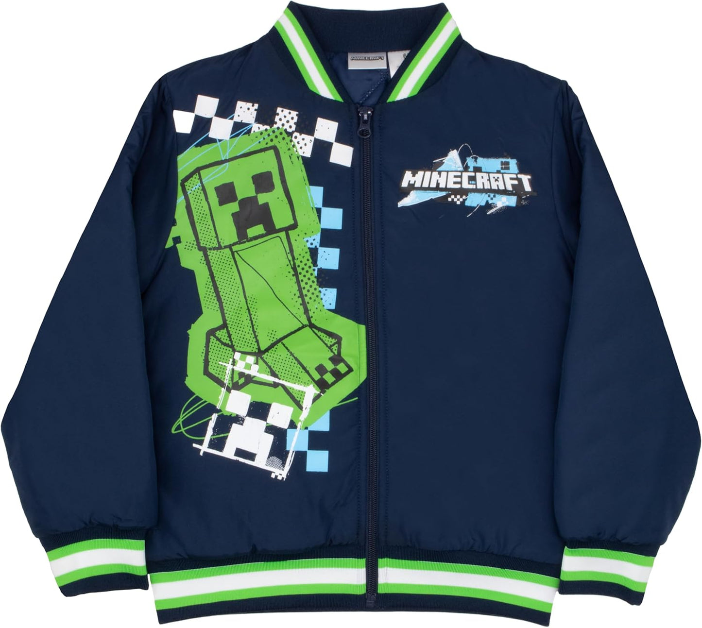 Stylish Minecraft Bomber Jacket for Boys - Zip-Up Varsity Coat